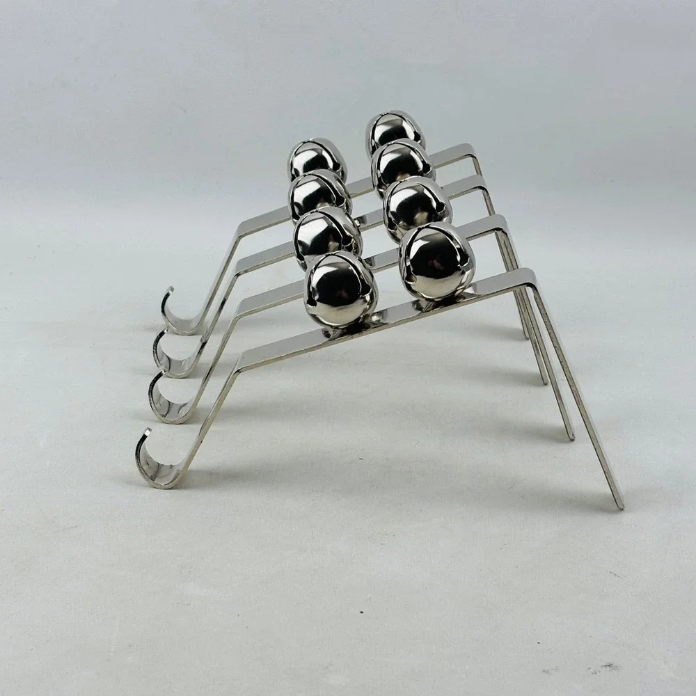 Hobby Lobby Jingly Sleigh Bells Christmas Stocking Hanger Set of 4 Silver Metal‎